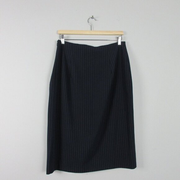 Club Monaco Pencil Skirt Women Size 10 Black Striped Knee Length Office Work 258 - Picture 2 of 12